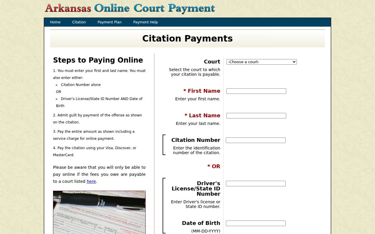 Ashley County traffic warrant citation query