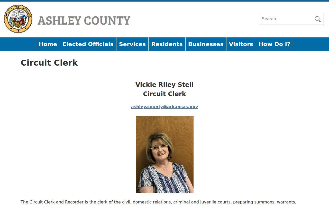 Ashley County warrant records Circuit Clerk information